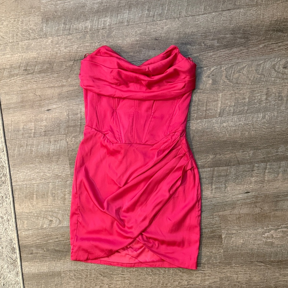 Bardot Vibrant Strapless Dress in Pink